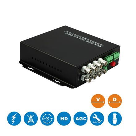 Transmisor y Receptor de Fibra Optica a Video,8Cn TVI/CVI/AHD y Datos - UTP108HVD-3